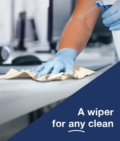 Gloved hand wiping surface
