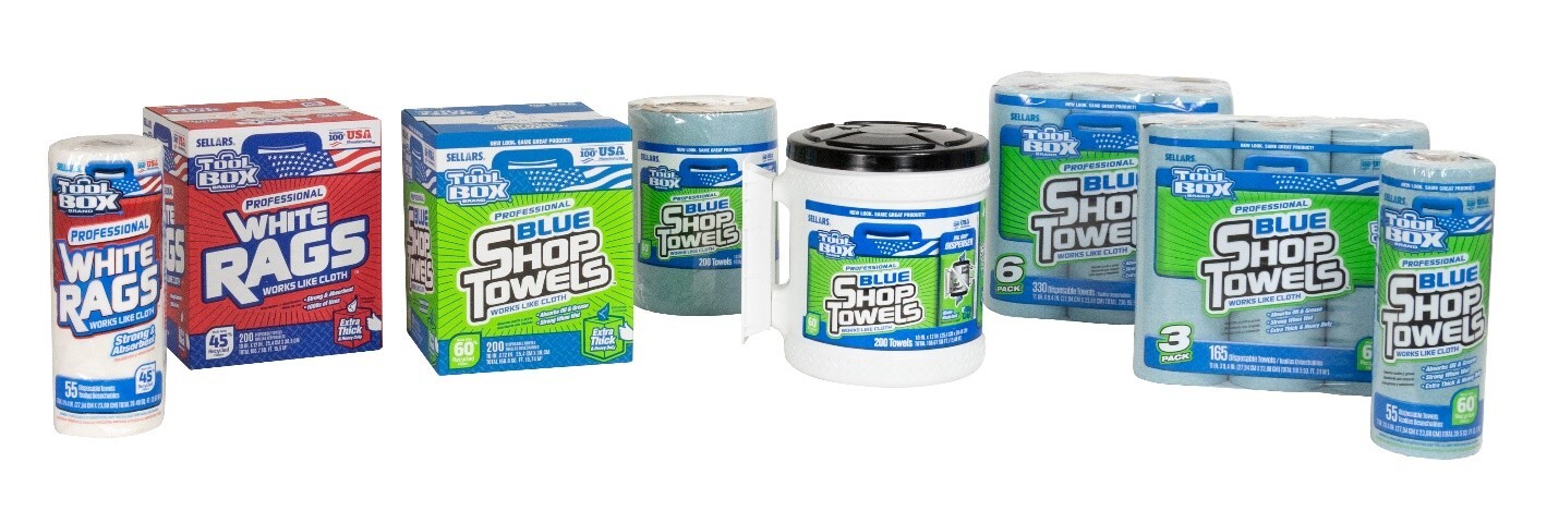 Check out Sellars line of ToolBox® products - White Rags and Blue Shop Towels